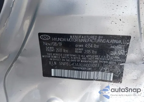 2020 Hyundai Sonata Se из США, поврежденный, VIN 5NPEG4JAXLH003043